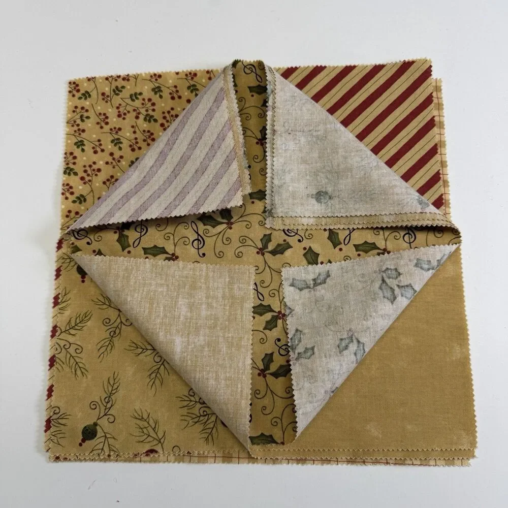 39 Pcs 10 X 10 Inch Christmas Theme Quilting Fabric Squares Floral Stripes